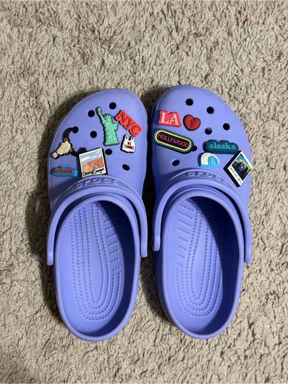 CROCS Dark Lavender Clog with Travel-Themed Jibbitz Included